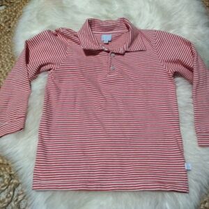 bella bliss Red and White Striped Kids Long Sleeve Polo Size 6